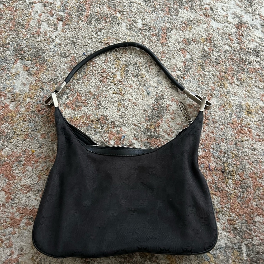 Gucci 001 3812 Black Monogram Shoulder Bag selling as is